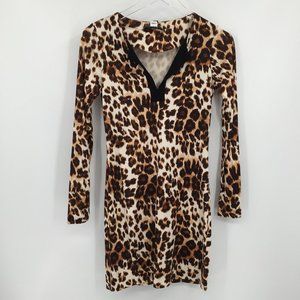 DVF Diane von Furstenberg Reina Snow Cheetah Neutral tunic dress silk 12 new